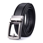 Ceinture homme en croûte de cuir à boucle automatique, noir ou chocolat