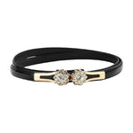 Ceinture fine à fleur sertie de strass — réglable