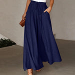 Jupe-culotte longue à taille élastique et cordon — coloris