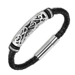 Bracelet homme cuir et acier inoxydable — style punk, plusieurs coloris