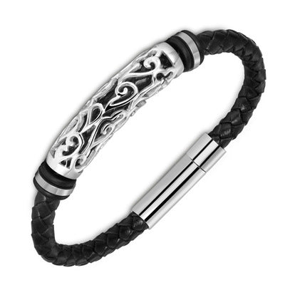 Bracelet homme cuir et acier inoxydable — style punk, plusieurs coloris
