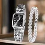 Parure montre carrée et bracelet à strass
