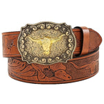 Ceinture homme western à boucle tête de longhorn