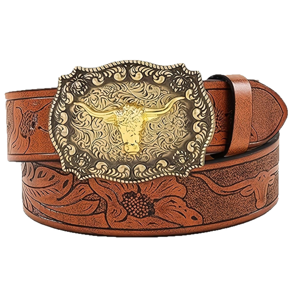 Ceinture homme western à boucle tête de longhorn