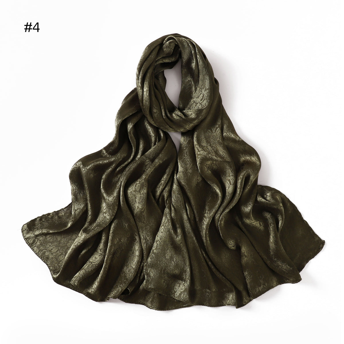 Foulard long en satin jacquard — motif tissé, 12 coloris — coloris