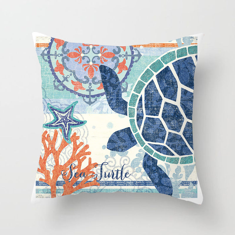 Housse de coussin à motifs marins, esprit méditerranéen — coloris