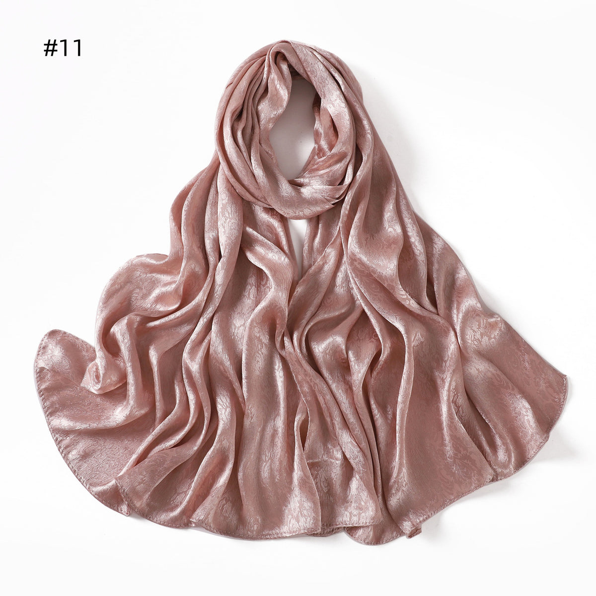 Foulard long en satin jacquard — motif tissé, 12 coloris — coloris