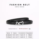 Ceinture fine en cuir, boucle deux cœurs sertis — coloris