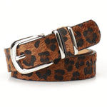 Ceinture femme à boucle argentée, coloris unis ou léopard