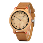 Montre en bois de bambou à bracelet cuir