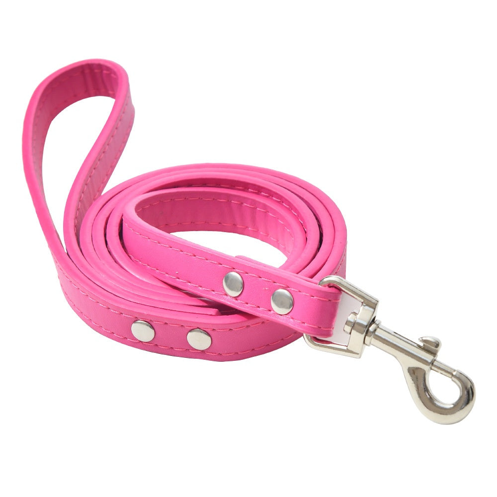 Laisse chien en simili cuir, poignée doublée