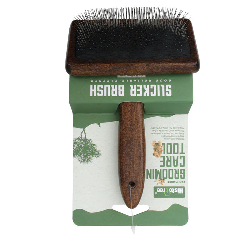 Brosse de toilettage à picots — manche en bambou, chien et c — coloris