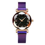 Montre femme cadran ciel étoilé, bracelet milanais magnétiqu — coloris
