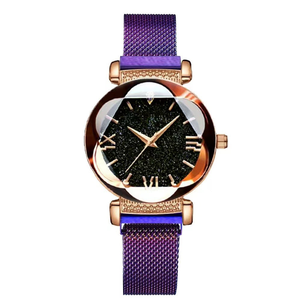 Montre femme cadran ciel étoilé, bracelet milanais magnétiqu — coloris