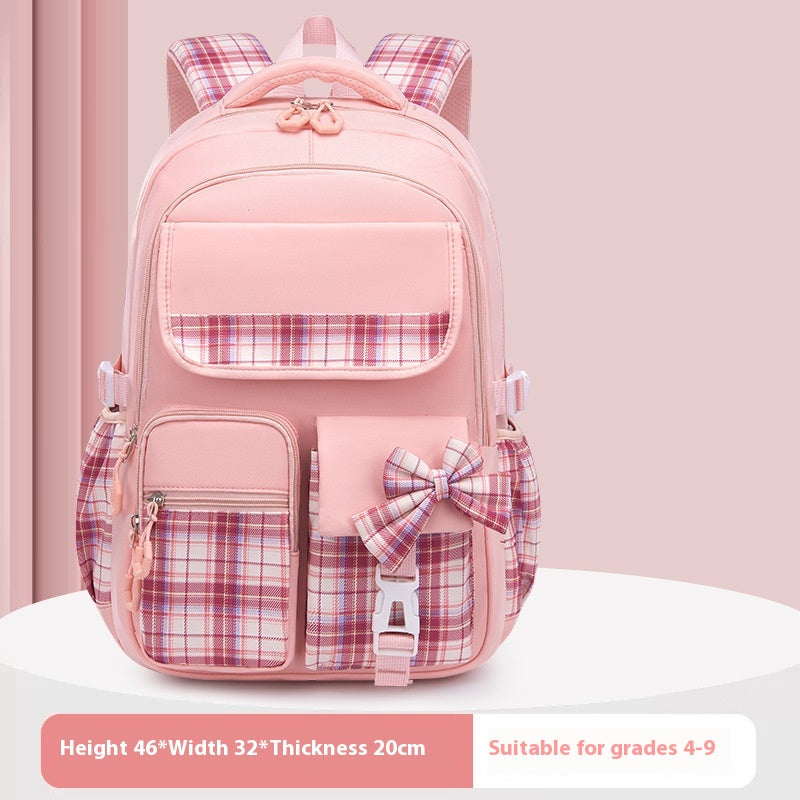 Cartable à carreaux et nœud — petit ou grand format — coloris