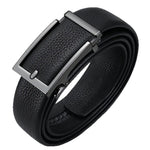 Ceinture homme en cuir de vachette grainé, boucle automatique gun métal