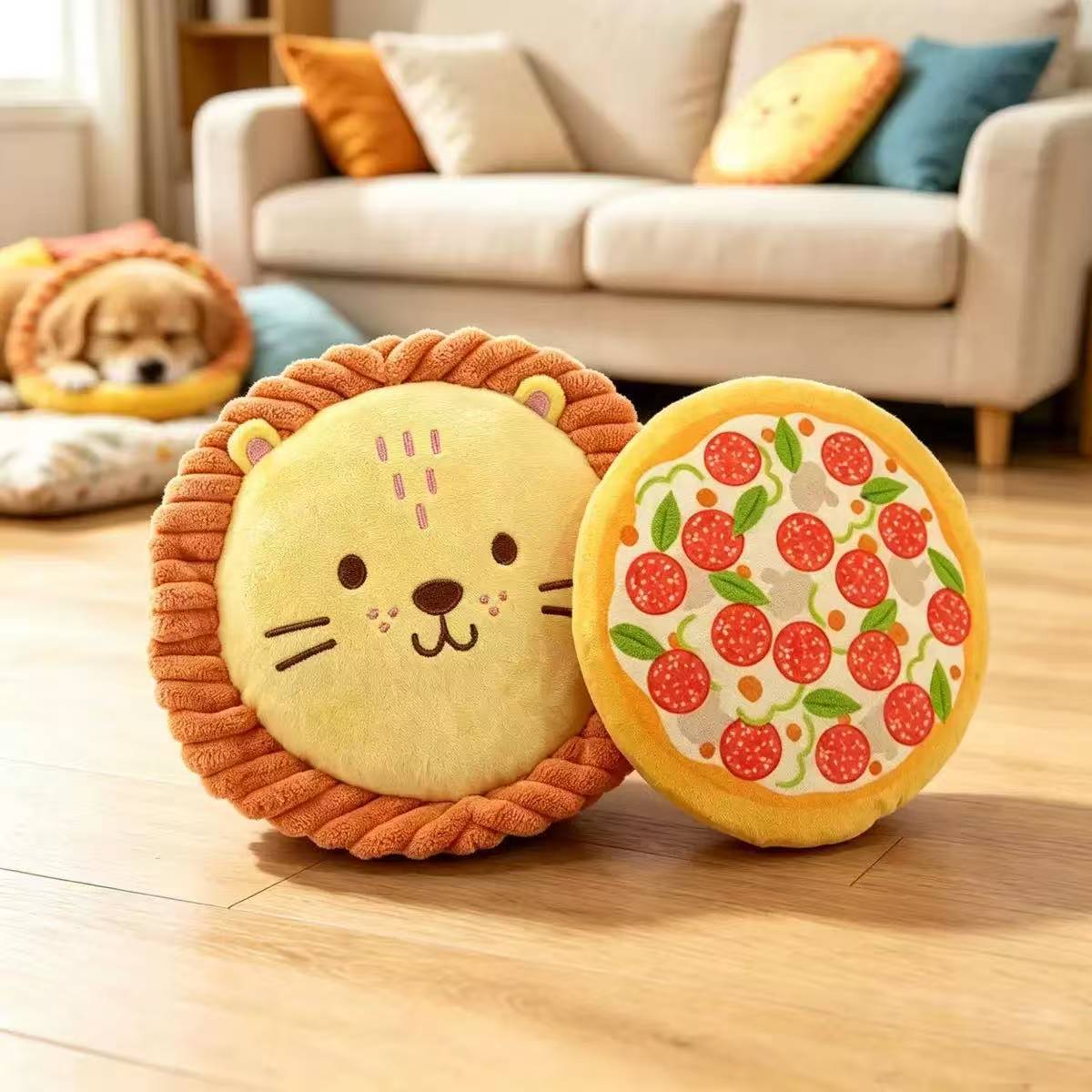 Disque en peluche pour chien — couineur et papier froissant