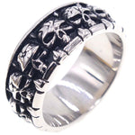 Bague homme en acier titane — motif gravé, ligne punk