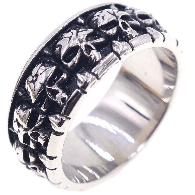 Bague homme en acier titane — motif gravé, ligne punk