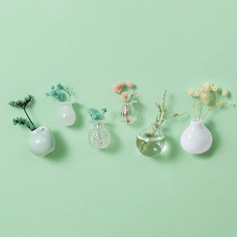 Mini vases magnétiques en céramique, lot de cinq — coloris