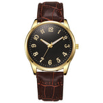 Montre homme classique dorée à bracelet cuir