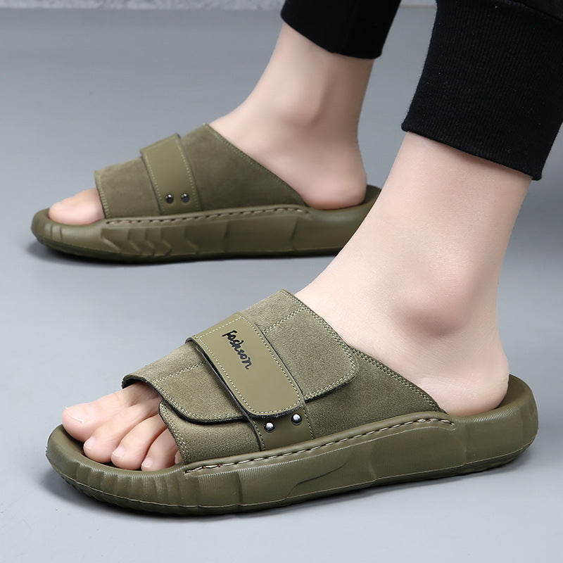 Sandales homme en cuir — semelle crantée, brides réglables
