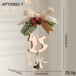 Suspension de Noël — cheval en bois, clochette et branche de — coloris