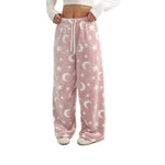 Pantalon de pyjama duveteux, imprimé lunes et étoiles