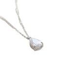 Collier pendentif goutte en zircon — doré ou argenté, acier inoxydable