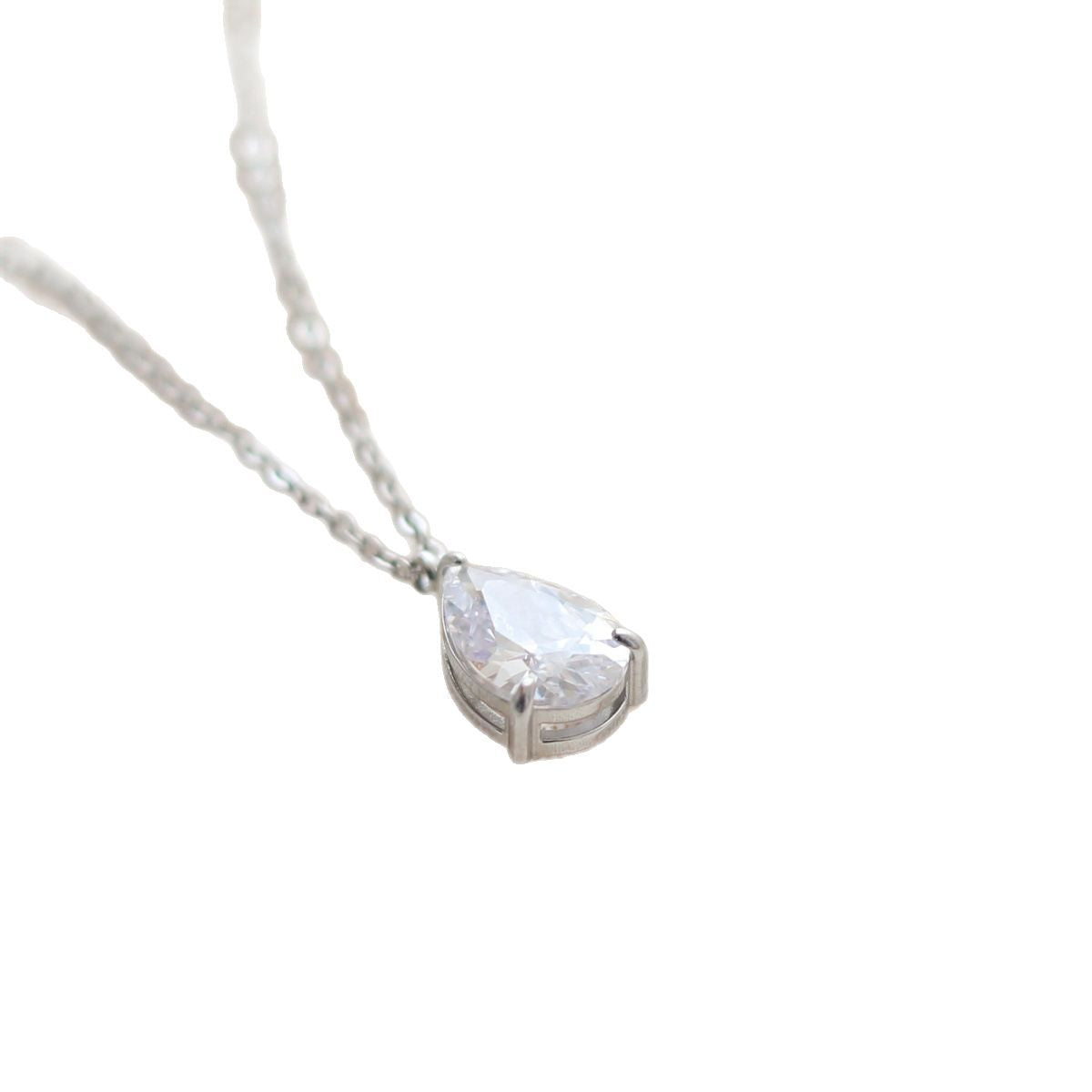 Collier pendentif goutte en zircon — doré ou argenté, acier inoxydable