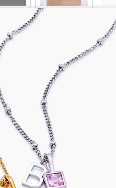 Collier chaîne à perles avec pierre de naissance — 12 mois, doré ou argenté