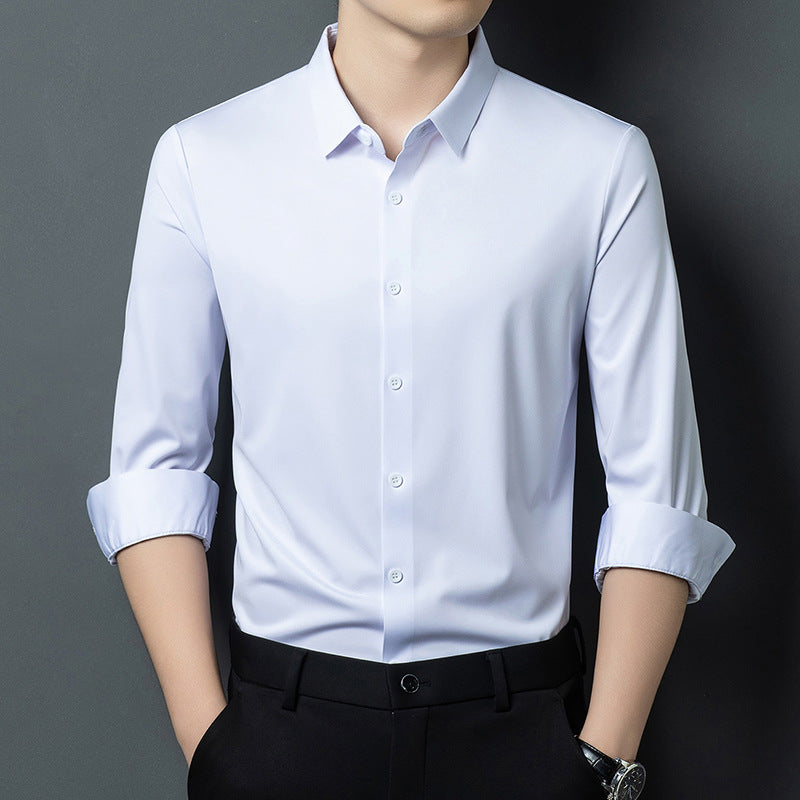 Chemise homme manches longues — fine, coupe droite — coloris