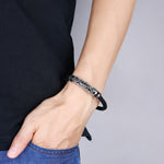 Bracelet homme cuir et acier inoxydable — style punk, plusieurs coloris