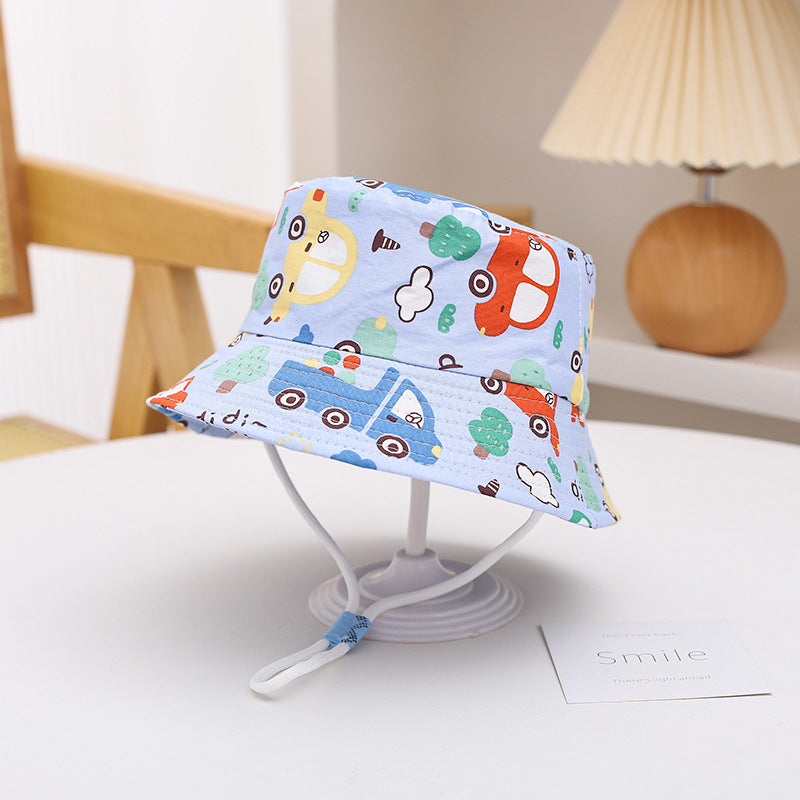 Bob bébé réversible en coton — jugulaire réglable — coloris