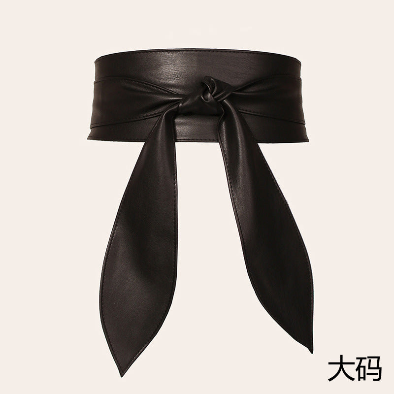 Ceinture large à nouer, longs pans en ruban — coloris