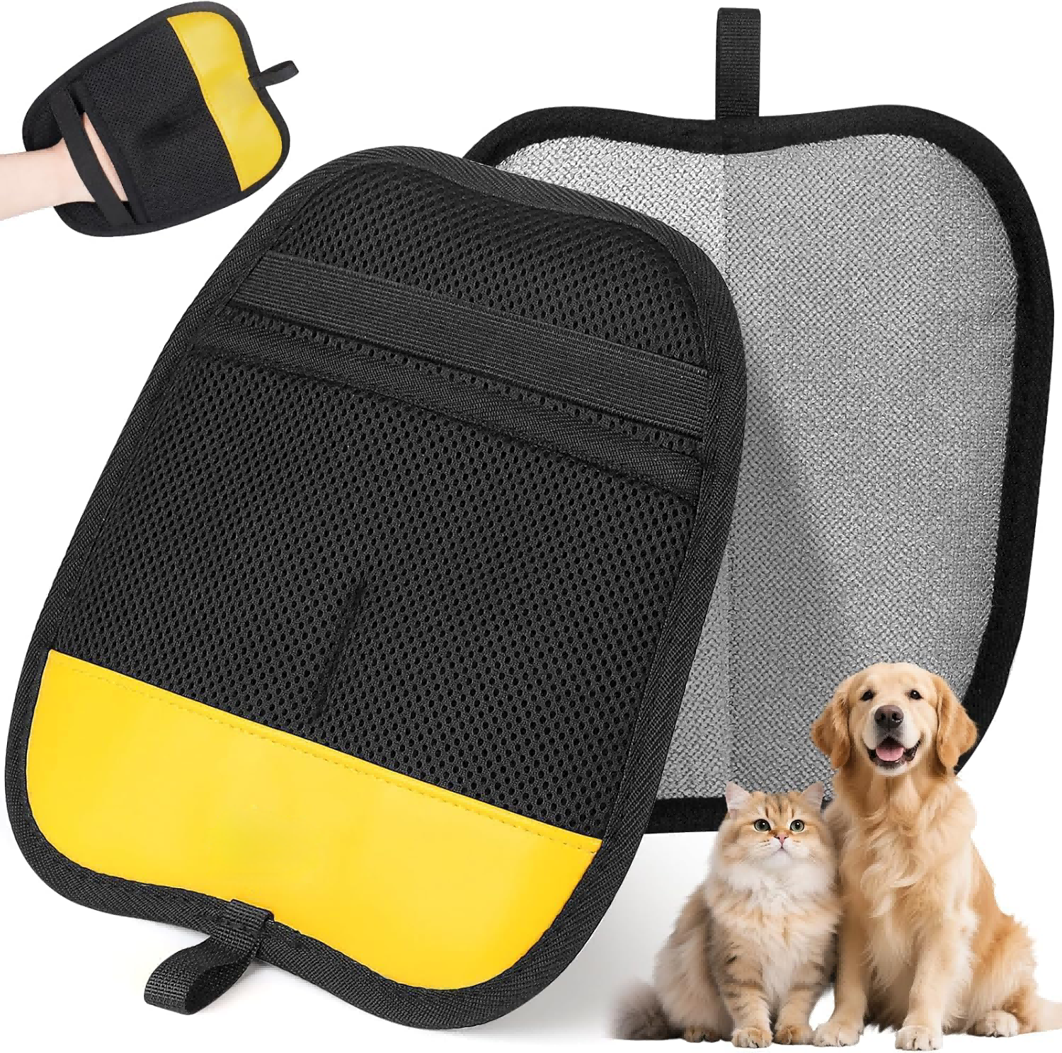 Gant de toilettage pour chien et chat — picots souples