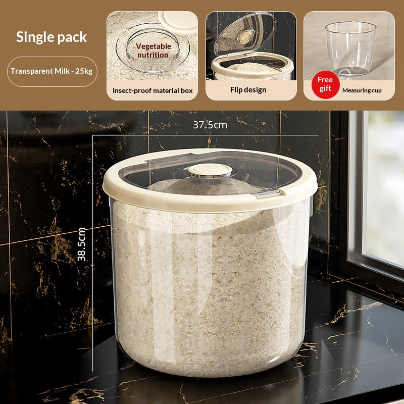 Bac à riz hermétique transparent — 5 à 25 kg, avec verre dos — coloris