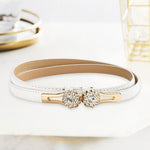 Ceinture fine à fleur sertie de strass — réglable