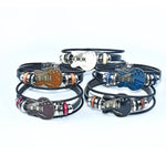 Bracelet homme en cuir véritable motif guitare — boucle en acier titane