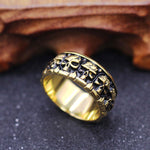 Bague homme en acier titane — motif gravé, ligne punk