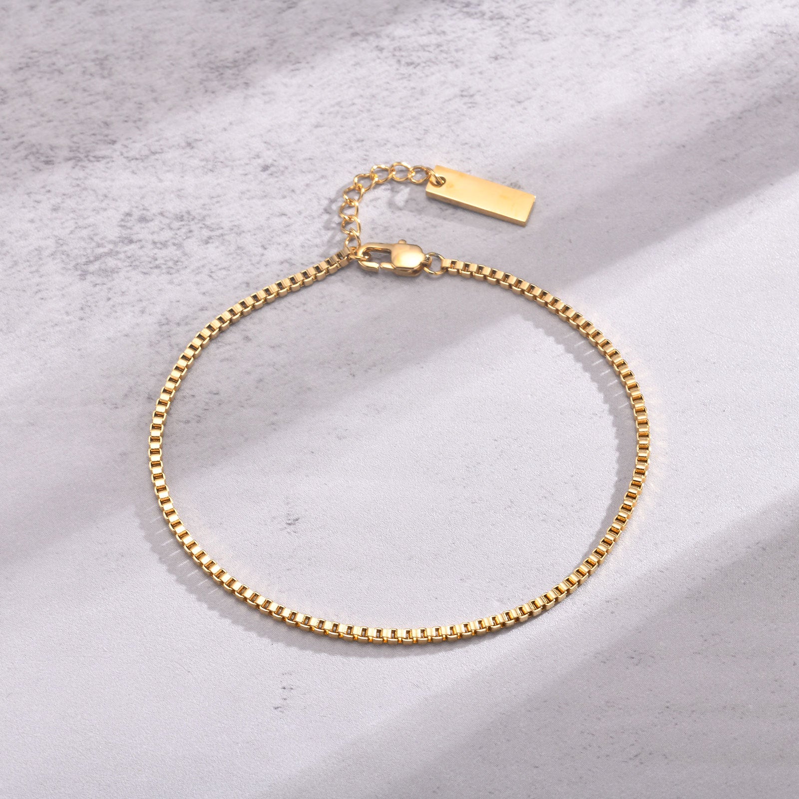 Bracelet maille box en acier inoxydable — 19 ou 21 cm, mixte