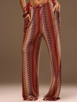 Pantalon de plage en maille crochet ajourée — motif vagues