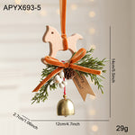 Suspension de Noël — cheval en bois, clochette et branche de — coloris