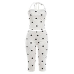 Ensemble bandeau dos nu et pantacourt à pois — blanc