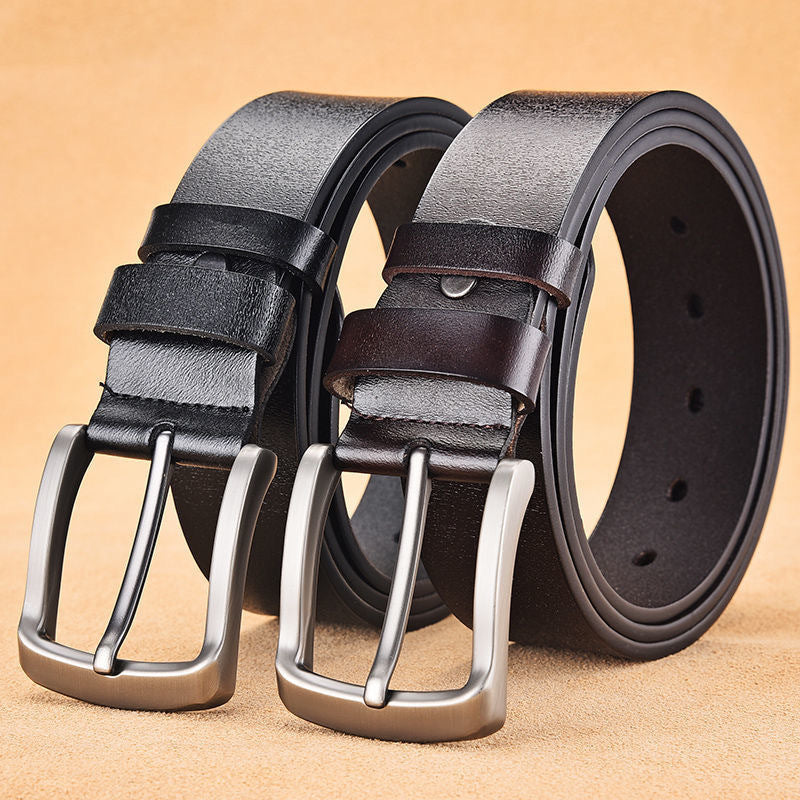 Ceinture homme en cuir — boucle à ardillon, gris ou café