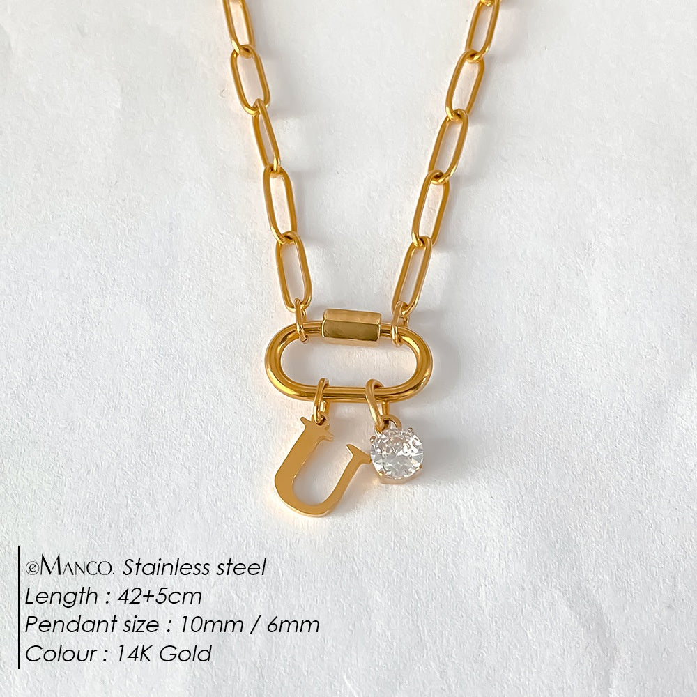 Collier lettre à personnaliser — initiale A à Z, acier inoxy — coloris
