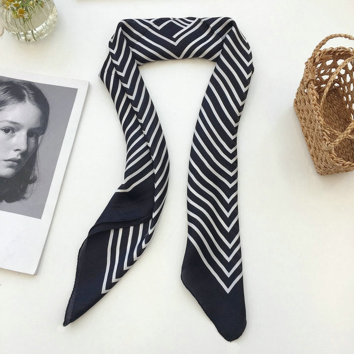 Carré 70 × 70 cm imprimé rayé — foulard et bandeau, 4 coloris