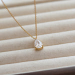 Collier pendentif goutte en zircon — doré ou argenté, acier inoxydable