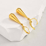 Boucles d’oreilles goutte à fermoir dormeuse — acier poli