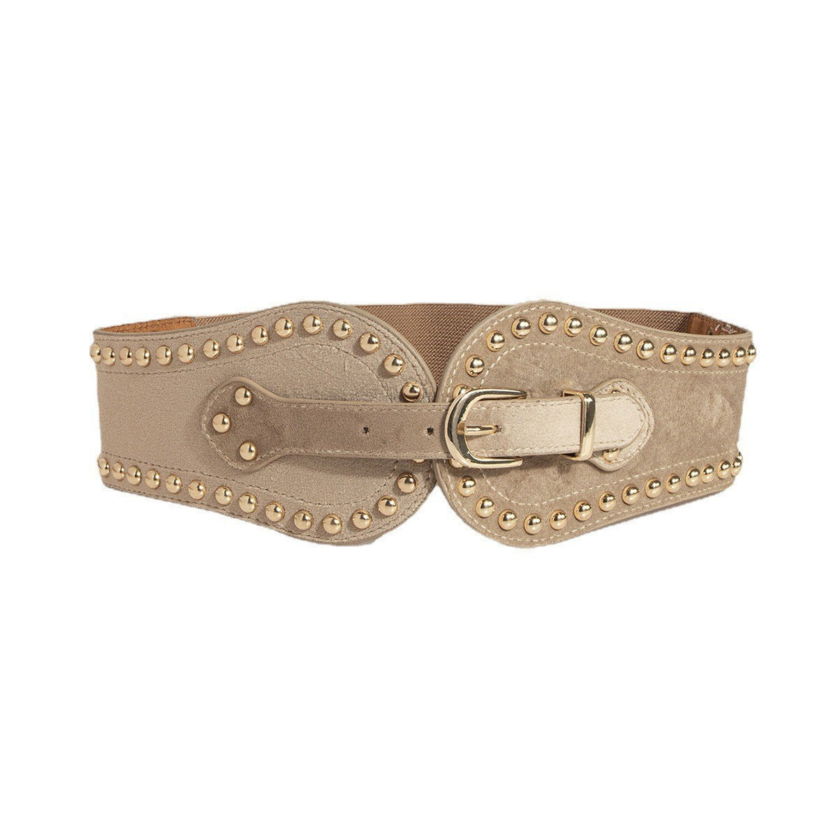 Ceinture large élastique en suédine cloutée